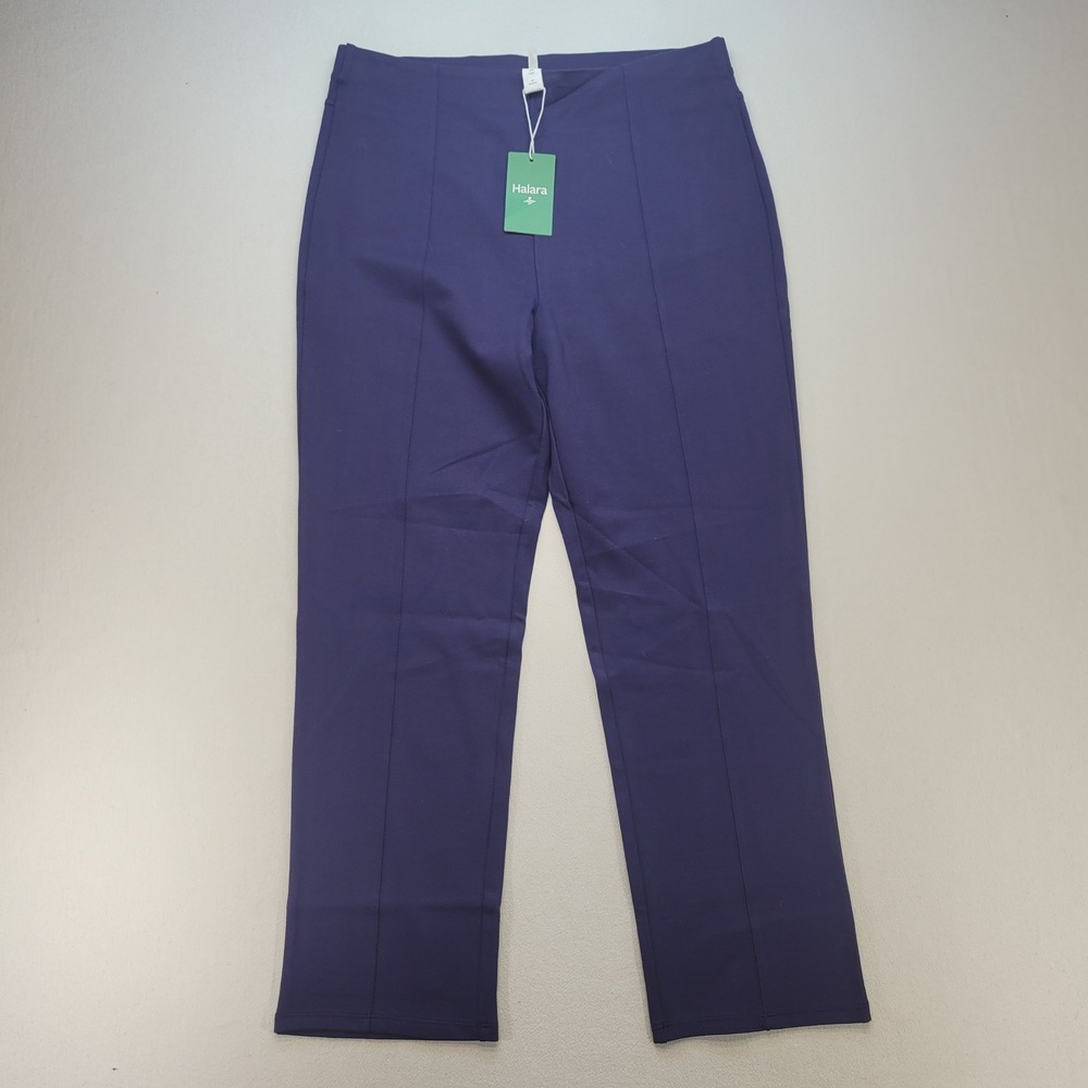 Halara High Waist Pocket Slim Work Pants Women XL Blue Straight Leg Stretch